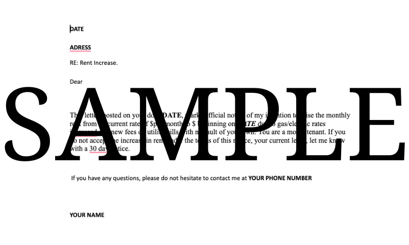 Rent Increase Letter