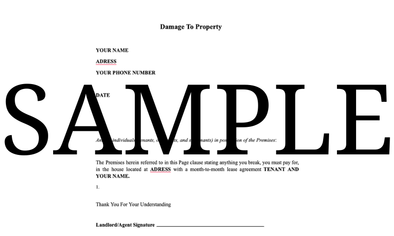 Damaged Property Letter