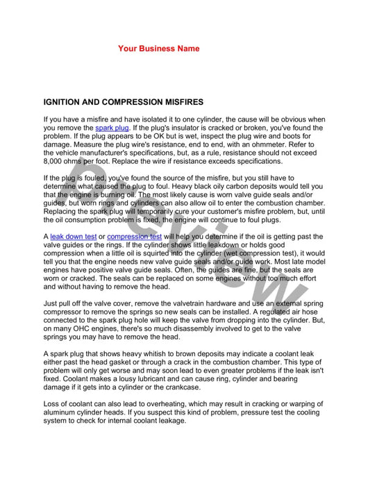 Automotive Ignition Compression Misfire Diagnosis Document