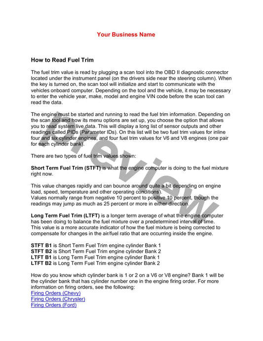 How to Read/Diagnose Fuel Trim